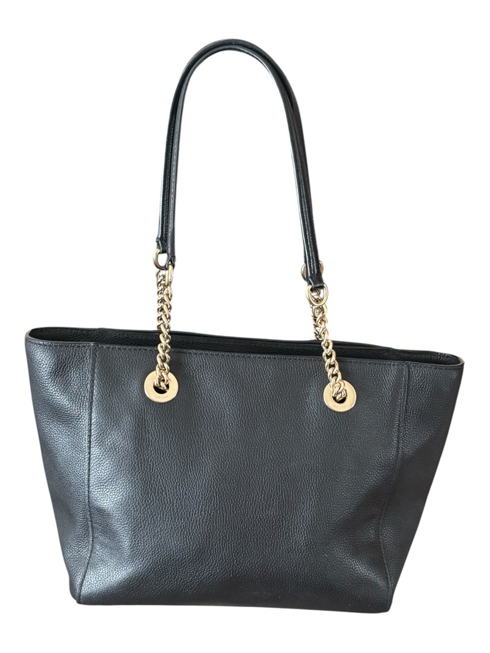 Coach Turnlock Chain Tote 27 Black Pebbled Leather Gold Chain Style 57107 - Picture 3 of 16